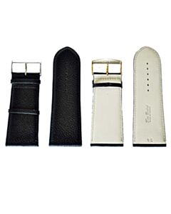 34 mm Black Leather Watch Strap